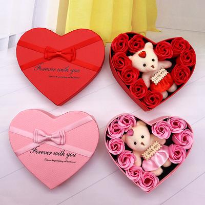Savon Ours Romantique Fleur de Rose Pour la Saint-Valentin la Fête des Mères l'Anniversaire le Mariage Cadeau Petite Amie Décoration Intérieure Savon de Fête Boîte Cadeau