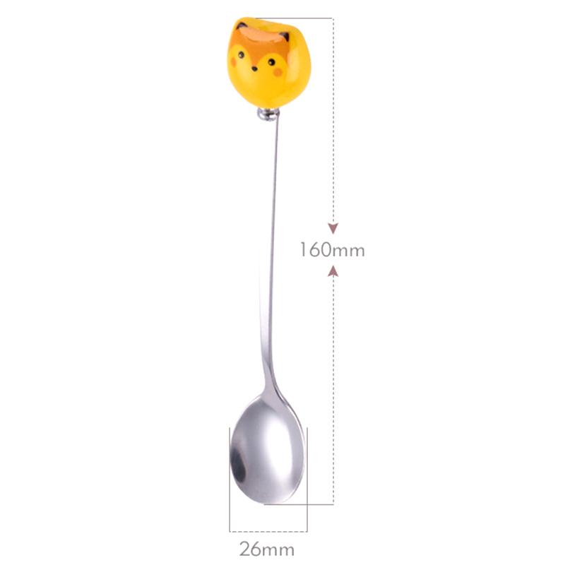 

1Pc Stainless Steel Coffee Spoon Cartoon Animal Dessert Ice Cream Spoon Stirring Spoon 16cm Long Handle Flatware Kitchen Gadgets