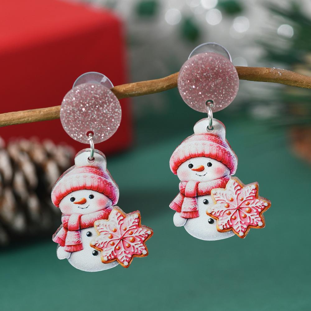 Christmas Cartoon Earrings: Santa, Snowman, Kitten & Snowflake Crystal Ball