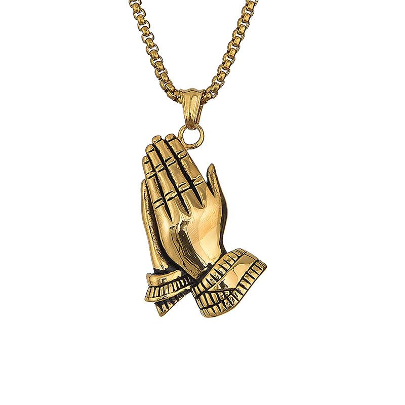 Pendant Accessories Fashion Titanium Steel Bergamot Prayer Gold Pendant Men's Stainless Steel Necklace Pendant