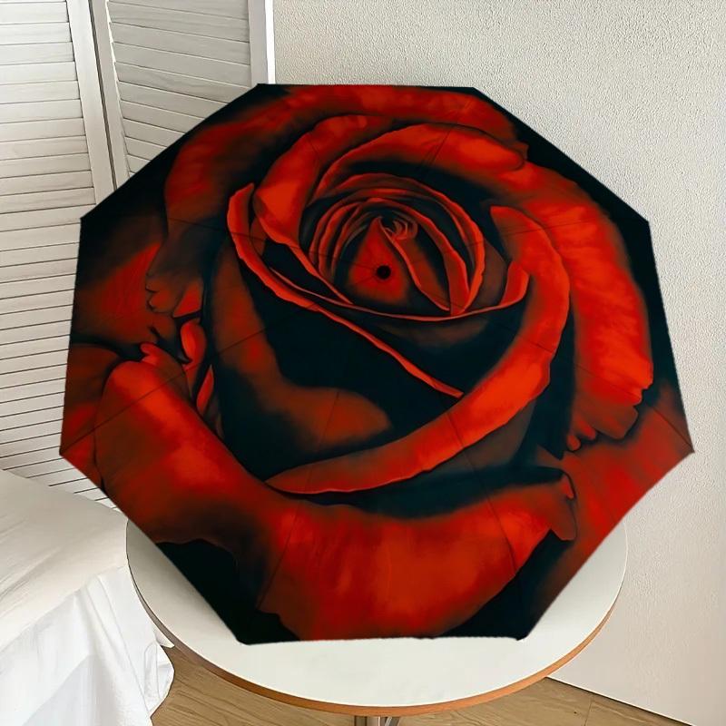 1PC Rose Petals Umbrella-8-Rib Reinforced, Automatic Open, Lightweight & Durable, Cute Fashion Accessory for Outdoor-A1305