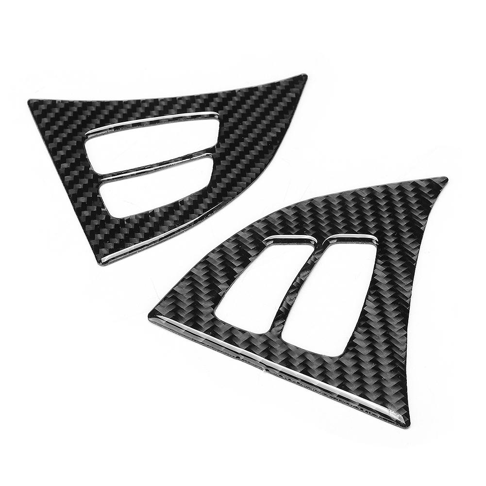 2Pcs Set Carbon Fiber Steering Wheel Frame Cover Trim Left Hand Driving Fit for E70 X5 2008 2013