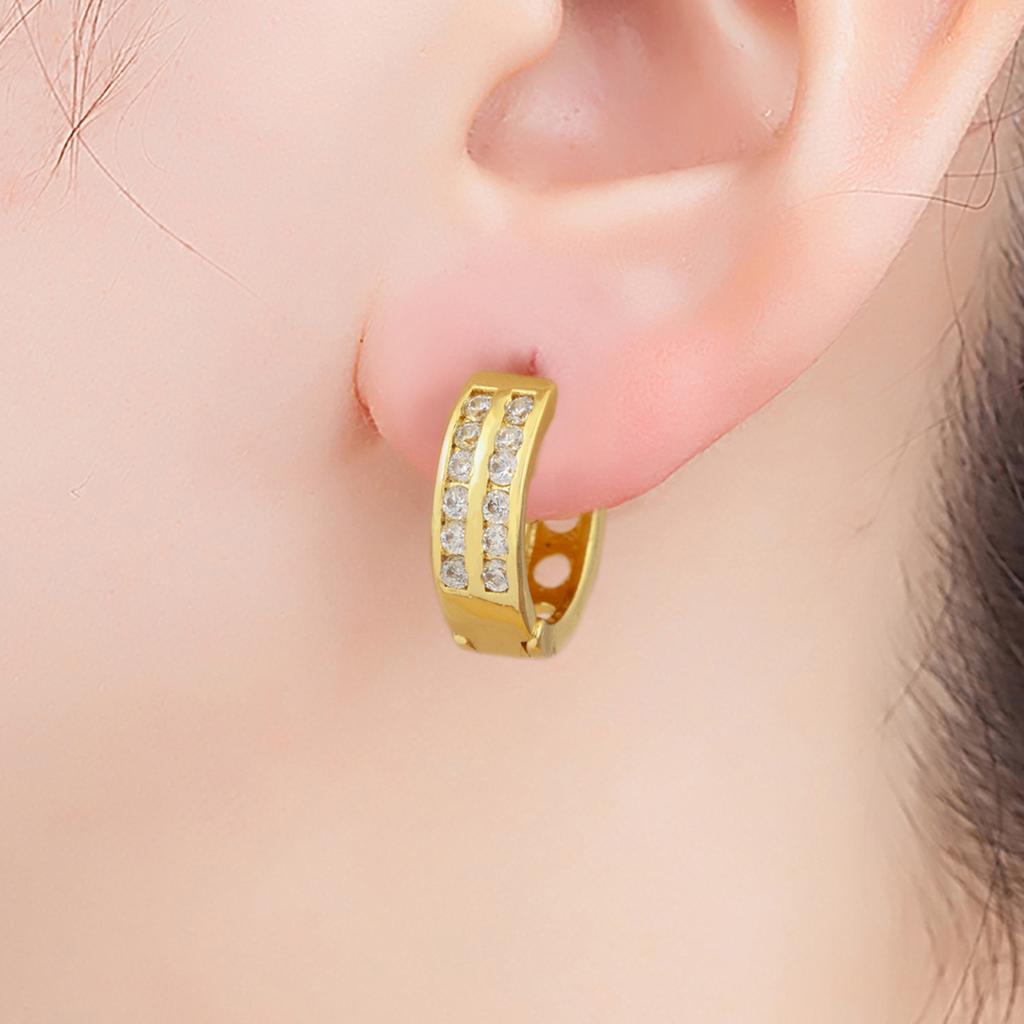 Nidin High Quality Hip-Hop Style Hoop Earrings For Women Female Geometric Copper Cubic Zirconia Ear Jewelry Daily Party Gifts