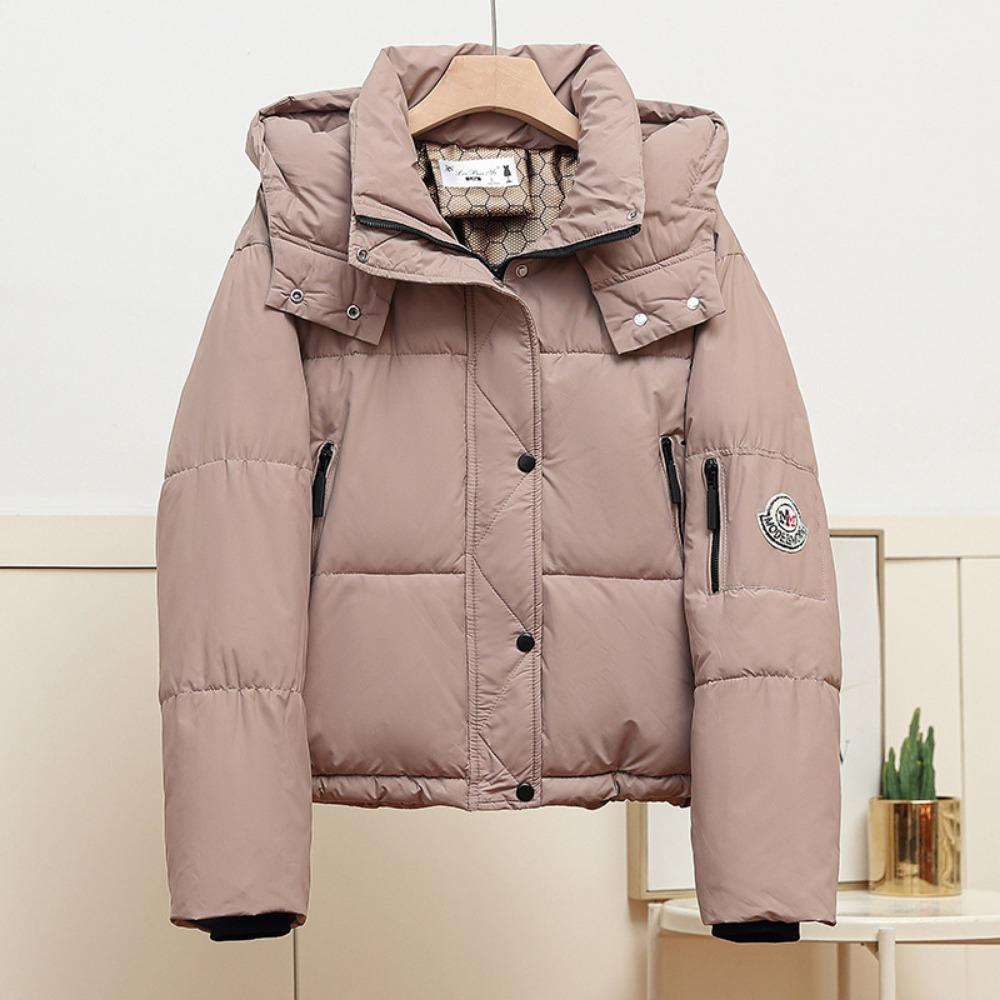 Short down padded jacket hooded leave-in solid color 2025 new small thickened warm winter jacket padded jacket