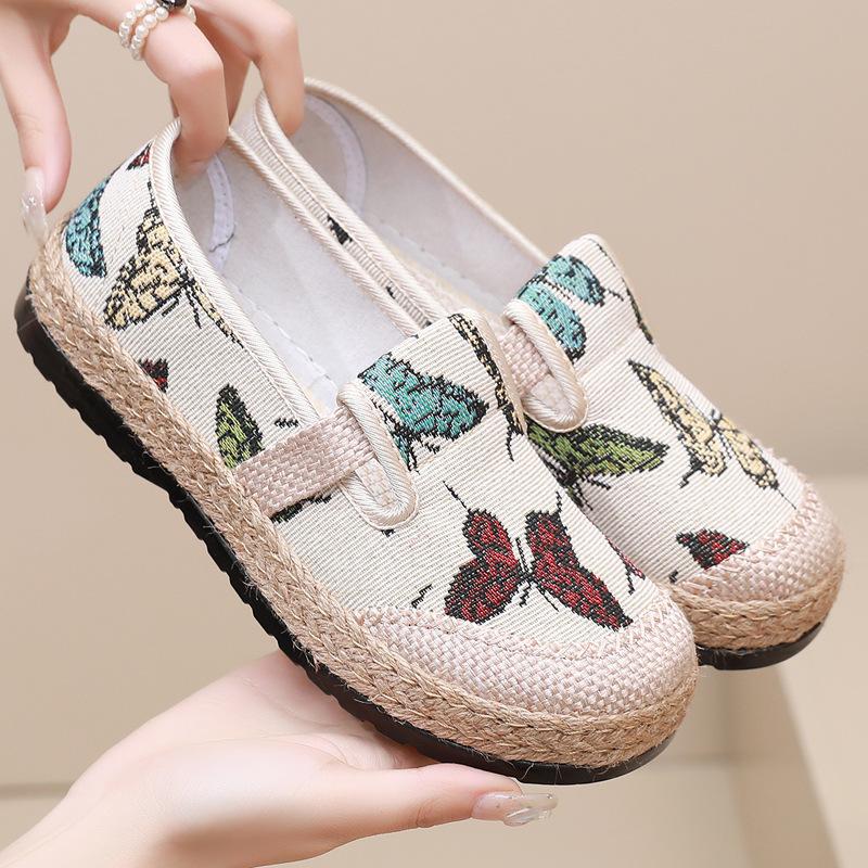 New Arrival 2024 Spring Women's Flat Casual Shoes Retro Beijing Style Slip-on Shoes