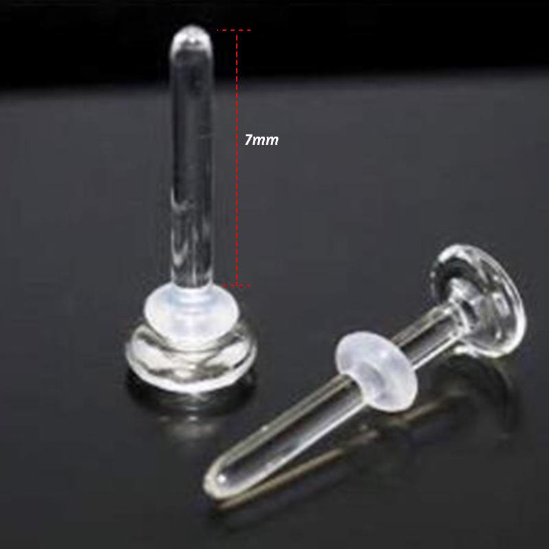 Transparent Glass Nose Stud & C-Shaped Ring Set – L-Shaped & 5-Word Curved Bar Invisible Piercing Jewelry