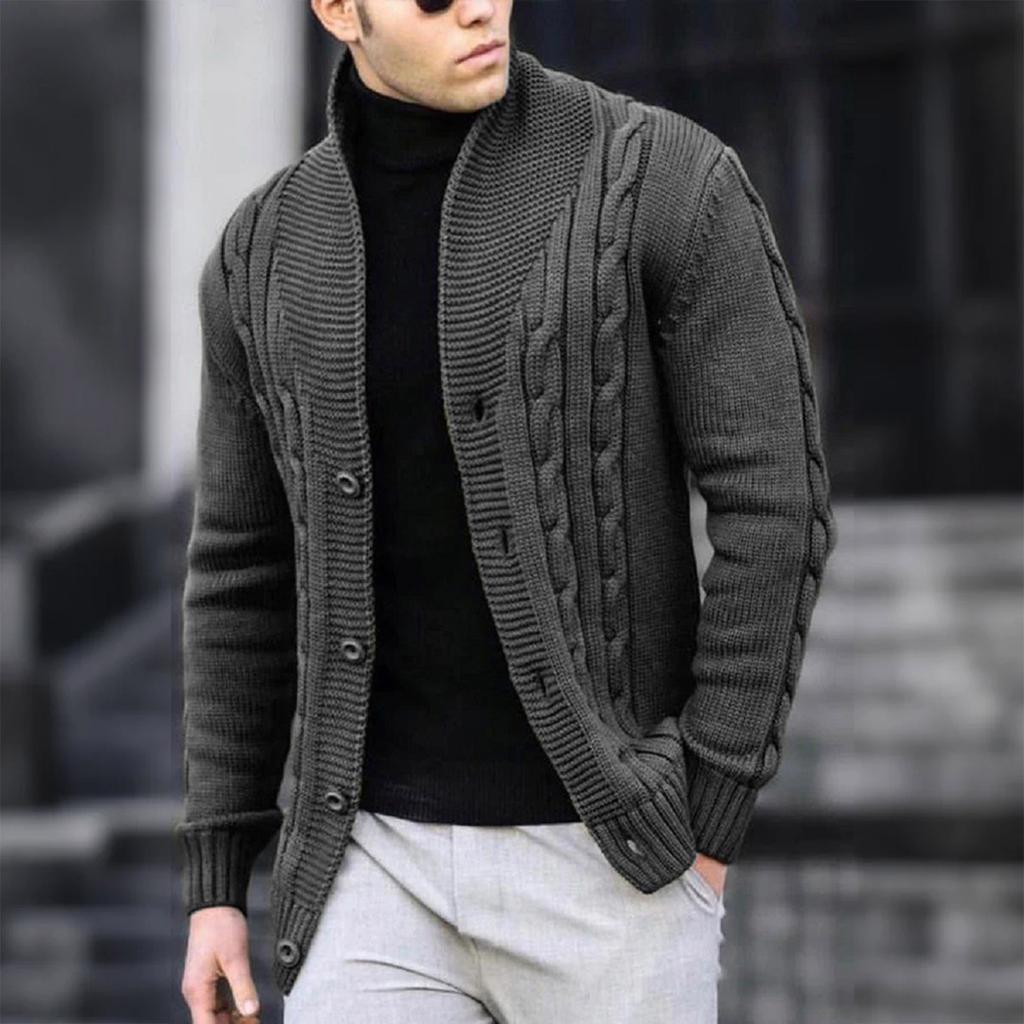 Giacca Calda Casual da Uomo Maglione Cardigan in Maglia Giacca da Uomo a Maniche Lunghe con Cerniera e Cavo