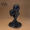 Dark Aesthetic Home Ornament Integrated Molding Process Figure, 3D Printed Double Skull Art Ornament, Abstract Fluid Scalpture Statue, Style