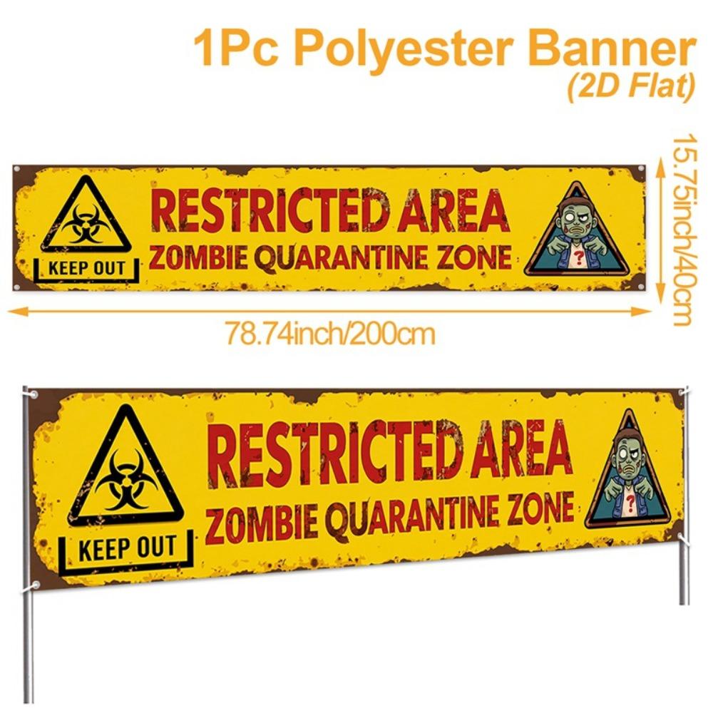 Zombie Themed Halloween Warning Sign 2D Flat Haunted House Decor  For Yard Decor