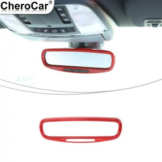 Red Interior Rearview Mirror Cover Trim Frame Decor For Jeep Grand Cherokee 17+