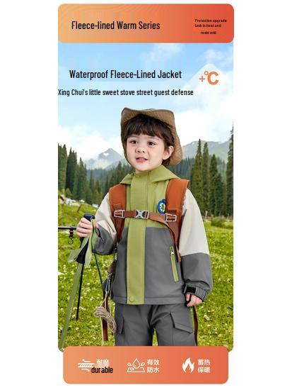 Right European Boys' Fleece-Lined Winter Jacket - Thick Warm Cotton Clothing for Toddlers