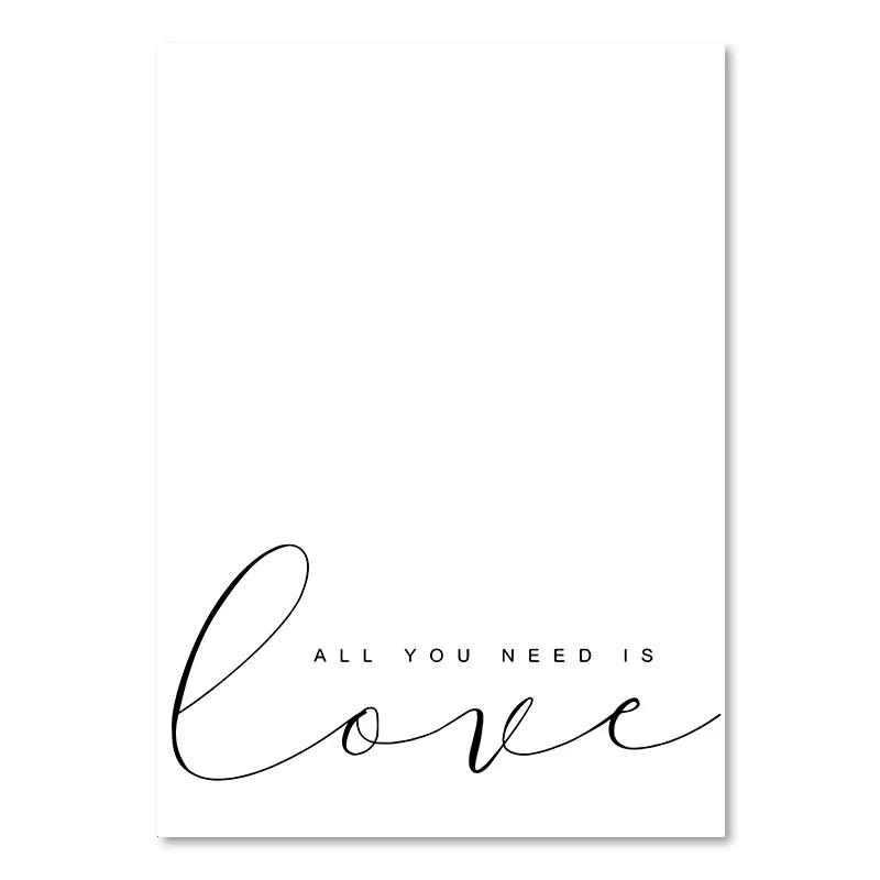 Black White Life Quote Canvas Painting Scandinavian Style Love Poster and Print Nordic Wall Pictures for Living Room Home Decor