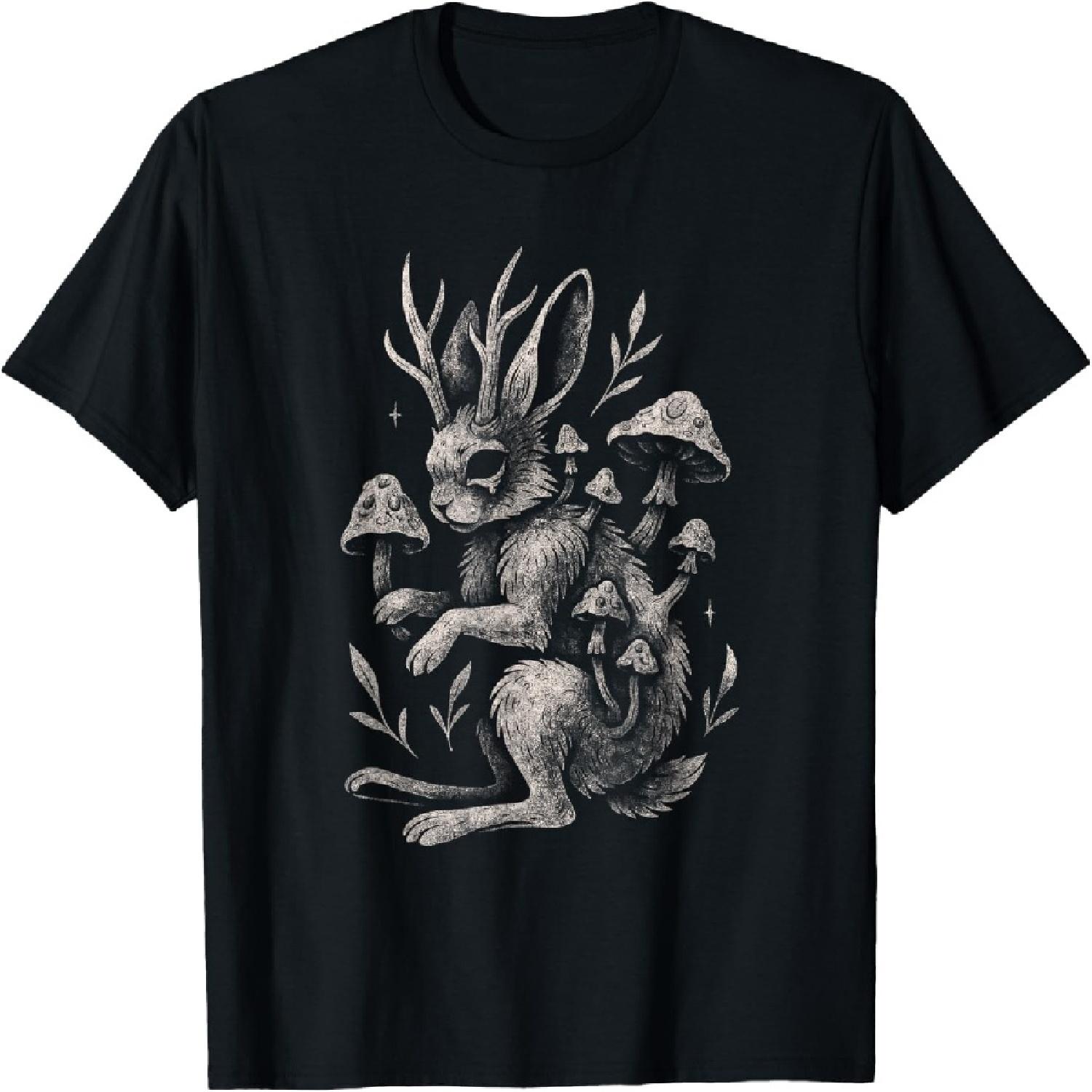 Jackalope Грибной Заяц Кролик Темный Фейрикор Лесной Ужас Футболка S разноцветный