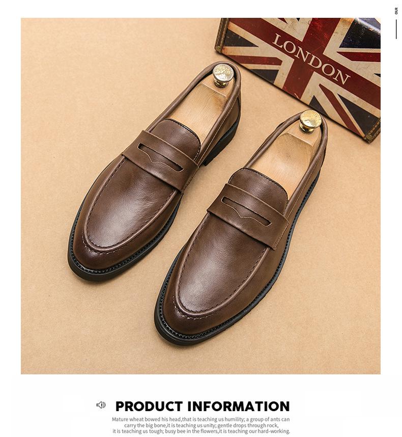 Men's British Style Slip-on Loafers: Comfortable, Breathable Business Casual Leather Shoes