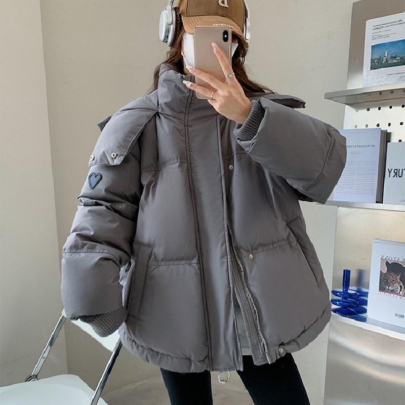 

Женское модное зимнее короткое большое хлопковое пальто 2023 года XXL серый