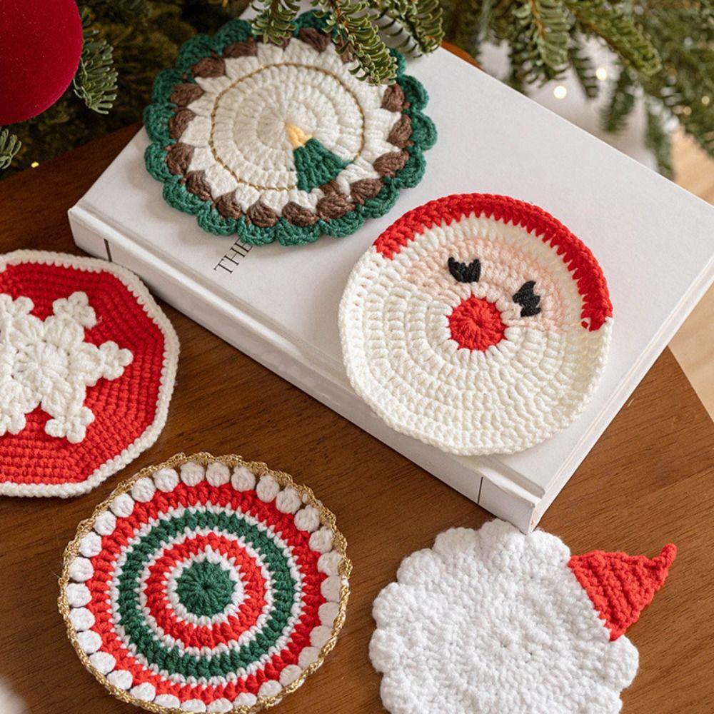 Non Slip Non Slip Mat Knitted Table Mat Crochet Drink Coaster Christmas