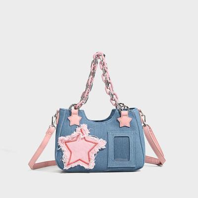Nuova Moda Tessuto di Jeans Grande Capacità Borsa a Mano per Tutti Casual Bella Borsa a Spalla Catena Multifunzione Borsa a Tracolla