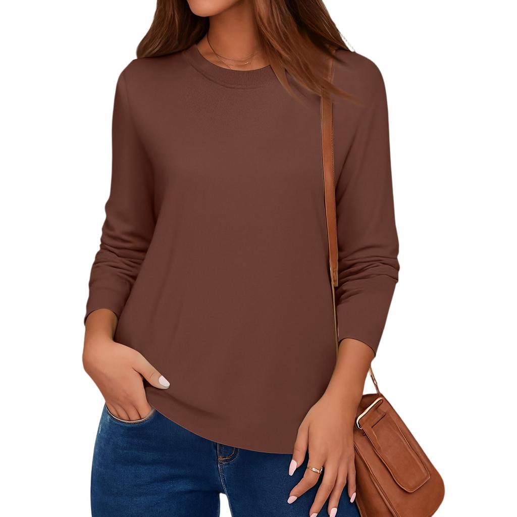 Women Top Long Sleeve T-Shirts Blouses O Neck Fit Top Spring Fashion Tunic Basic Tops