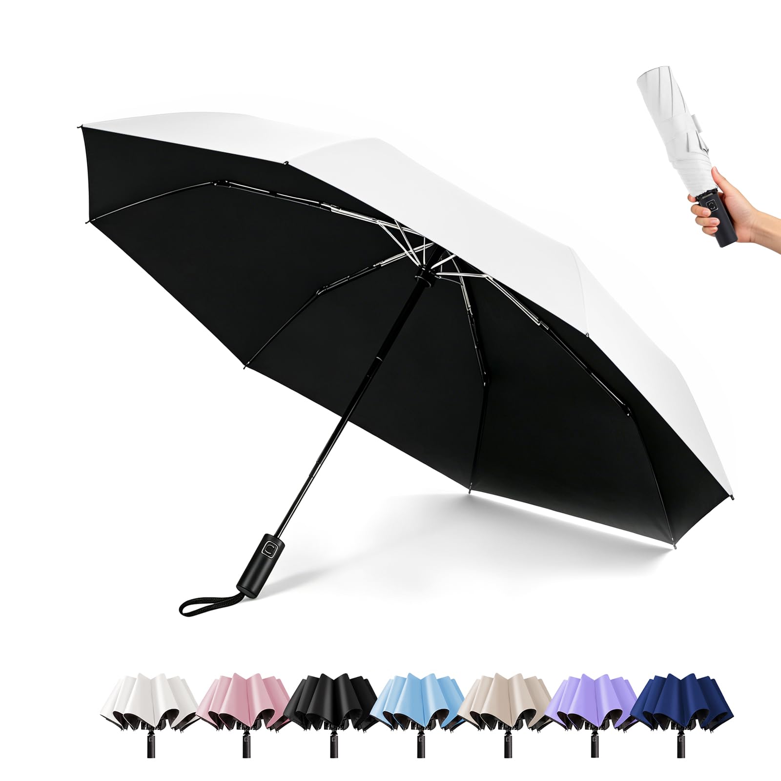 

Folding Parasol New Automatic Opening and UV Protection Rain Complete Sun and Heat Sunburn Large with Storage Day Day Gift Umbrella, [2026 Model, білий