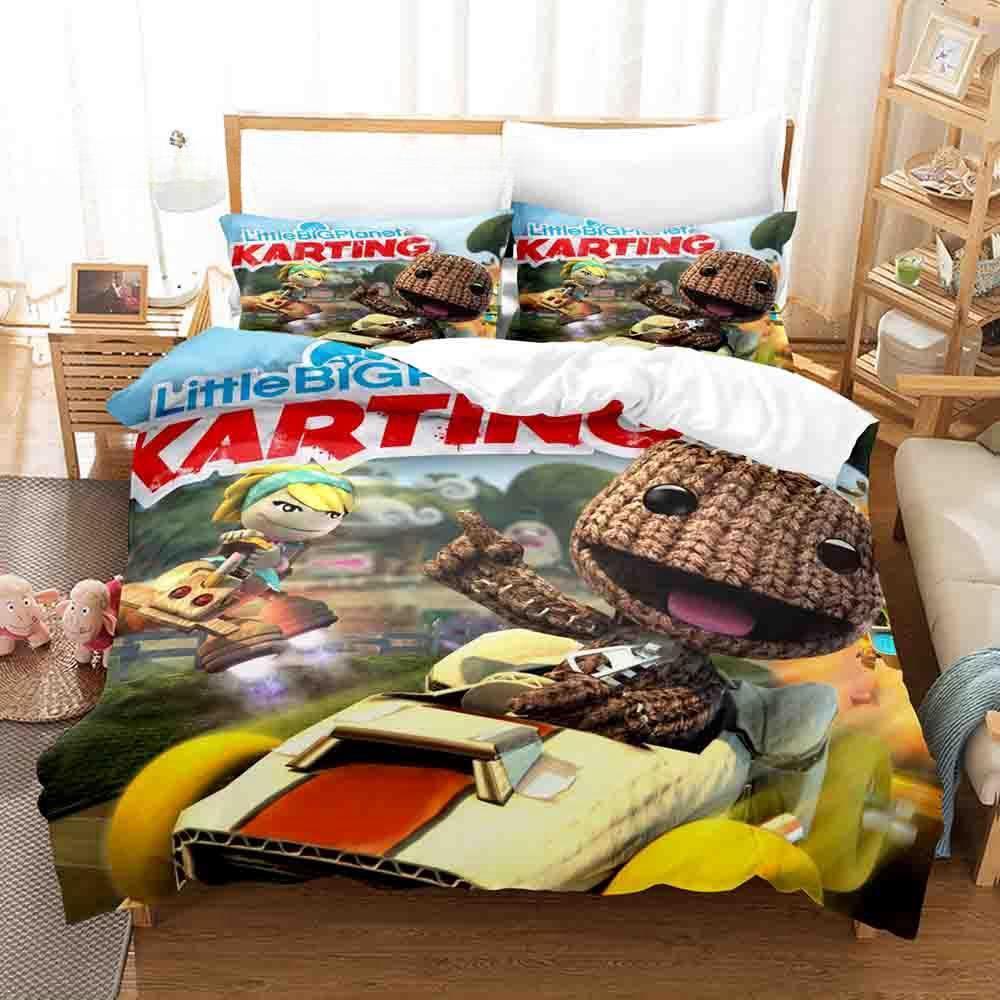 

3D-печатная игра Sackboy: A Big Adventure Комплект постельного белья Single Twin Full Queen King Size Комплект постельного белья для взрослых и детей, комплект пододеяльников EU Twin 135x200cm