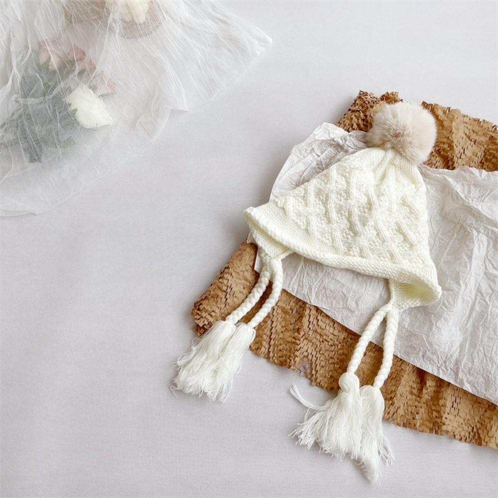 Pom-pom Hand Knitted Cap Soft Warm Ear Protection Cap Fashion Baby Crochet Hat  Toddler