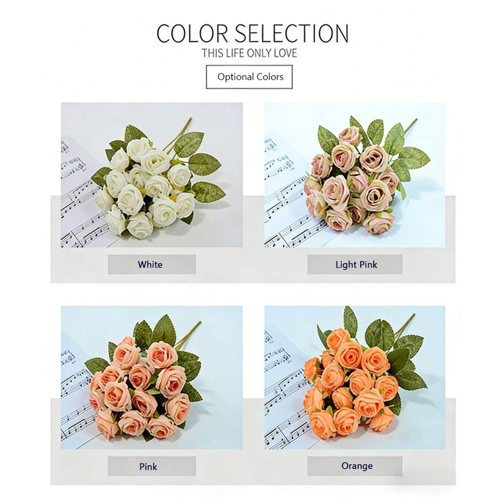 Silk Petals Rose Artificial Flowers 15 Heads Decorative Flower Party Supplies