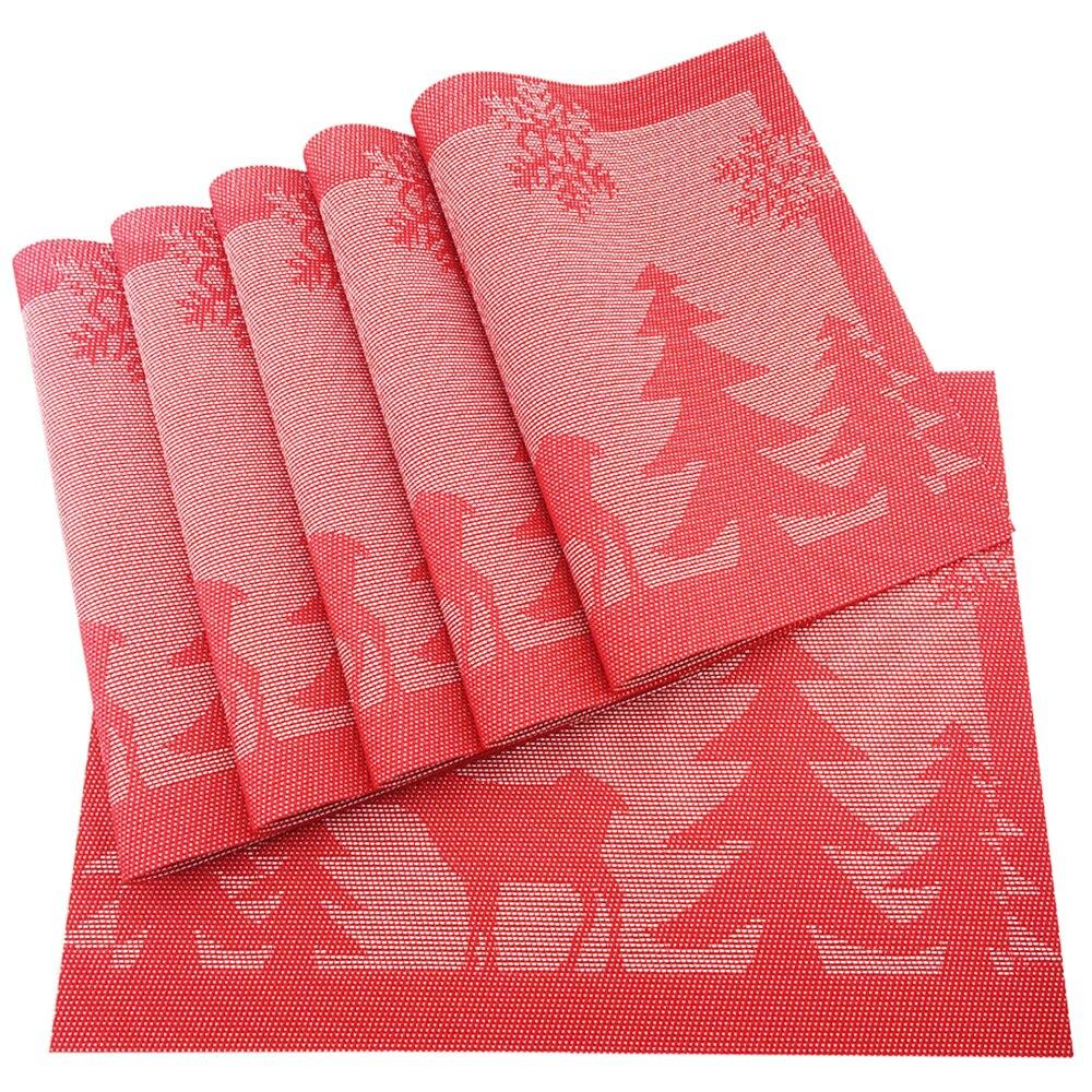 2/4/6pcs Christmas Decor Table Mat Non-slip Dinner Table Mats Kitchen Placemat Heat Resistant Cafe Cup Mat PVC Placemat For Home Decor