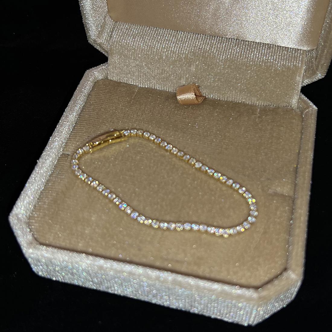 Luxury Classic Full of Rhinestones 18K Gold Plated Bracelets For Women Sparkling Simple Zircon Bracelets Jewelry Birthday Gifts