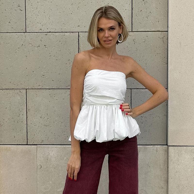 

European and American Ladies Vest White Silm Tube Top Vest Slimming Loose Lining Asymmetrical Easiest for Match Casual 2025 New Arrival White L