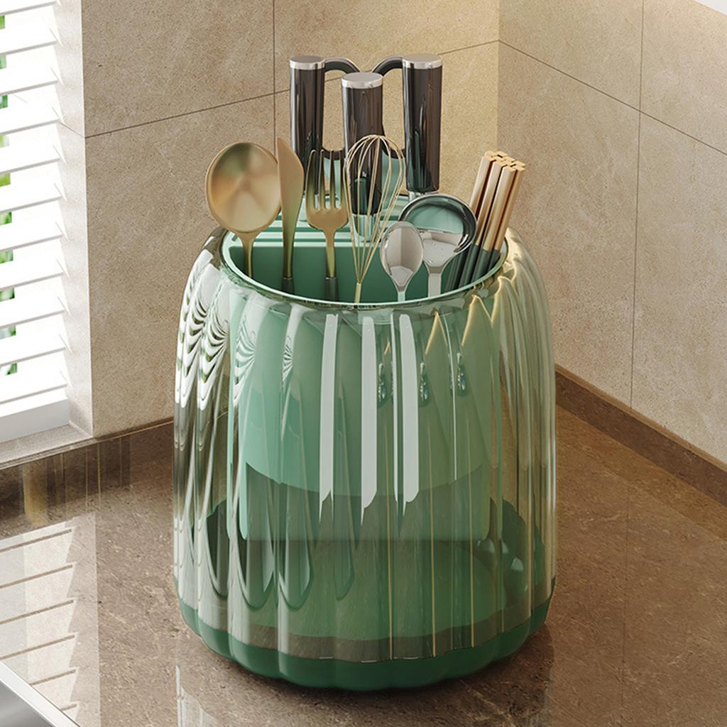 Rotating Utensil Holder Multifunction 360 Degree Space Saving Strong Plastic Knife Holder for Kitchen Home