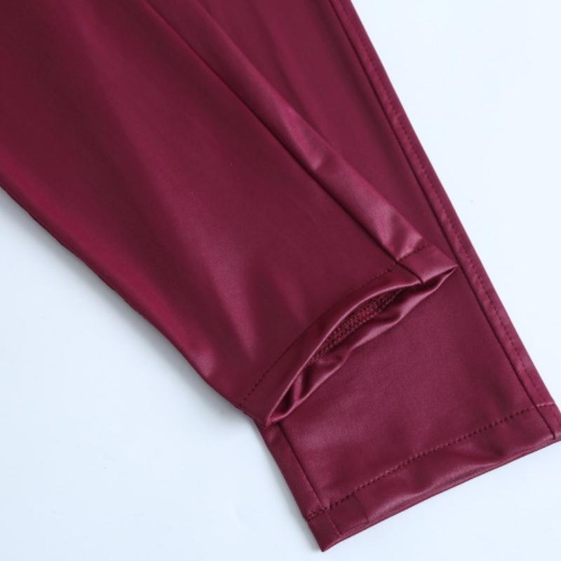 Dame Faux Skinnbukser Høy Midje Slim Leggings Jeggings Skinny Bukser med Belte