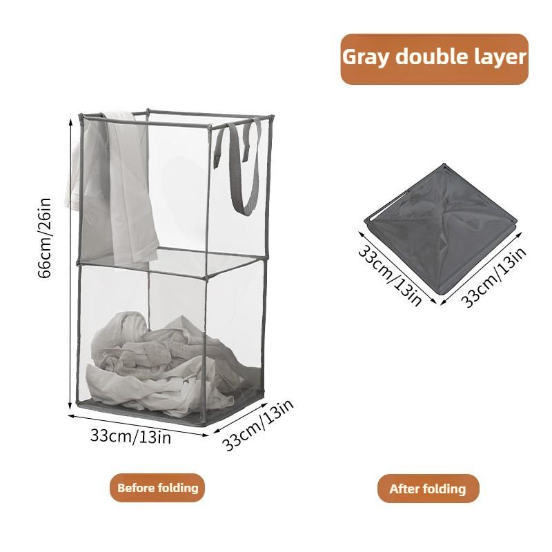 Large Foldable Square Mesh Laundry Hamper-Portable Dirty Clothes Basket with Handles,for Bathroom & Home Use Collapsible Laundry