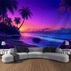 Sea view tapestry printed hanging painting coconut tree sunrise home decoration yoga mat bed sheet living room wall hanging