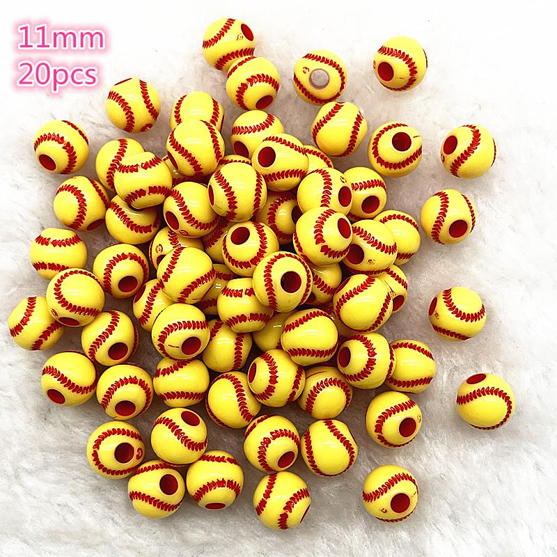 10-20Pcs Sport Rugby Tennis Basketball Football Volleyball Beads Spacer Acrylic Beads For Jewelry Making DIY Bracelet Necklace