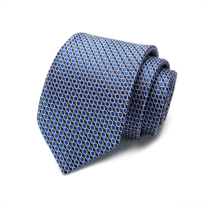 Men's 7.5cm Jacquard Polyester Striped Tie for Formal Business or Interviews