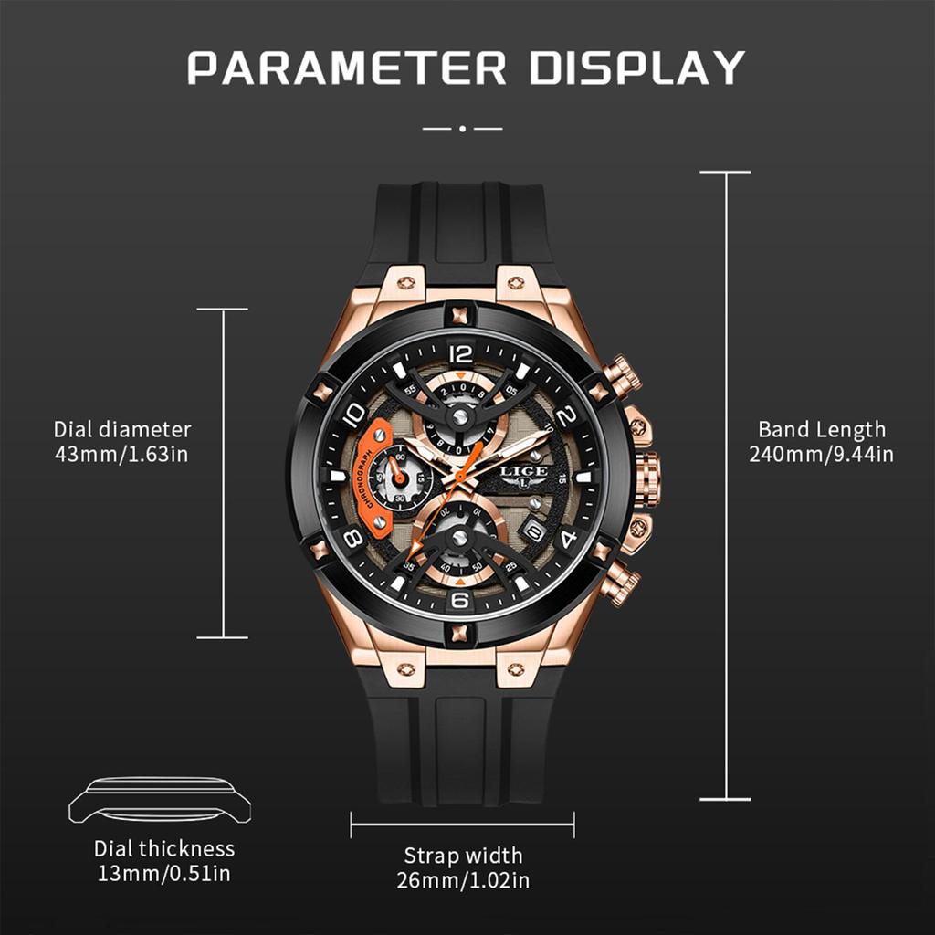 LIGE Meeste Kellad Mood Pehme Silikoonist Rihm Veekindel Kalender Äri Sport Meeste Kvarts Kell