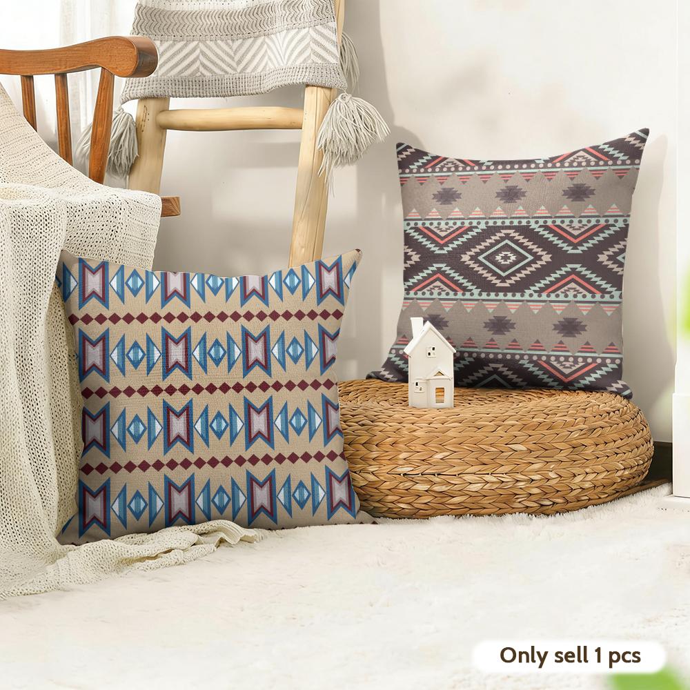 Native Fabric Pattern Cushion Cover Summer Linen Pillow Case Organic Fabric Cushion Cover DoubleSided Print Sofa Home Decor