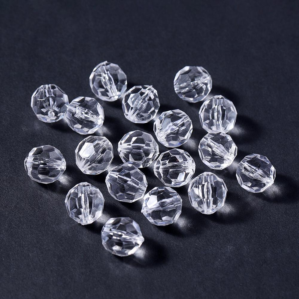 10-300Pcs 4-16mm Faceted Acrylic Beads Transparent White Loose Spacer Beads For DIY Bracelet Necklace Jewelry Making Accessories