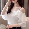 FiveFive Fashion Blouses Woman Off Shoulder Top Women Blouses White Chiffon Blouse Women Tops and Blouses Plus Size
