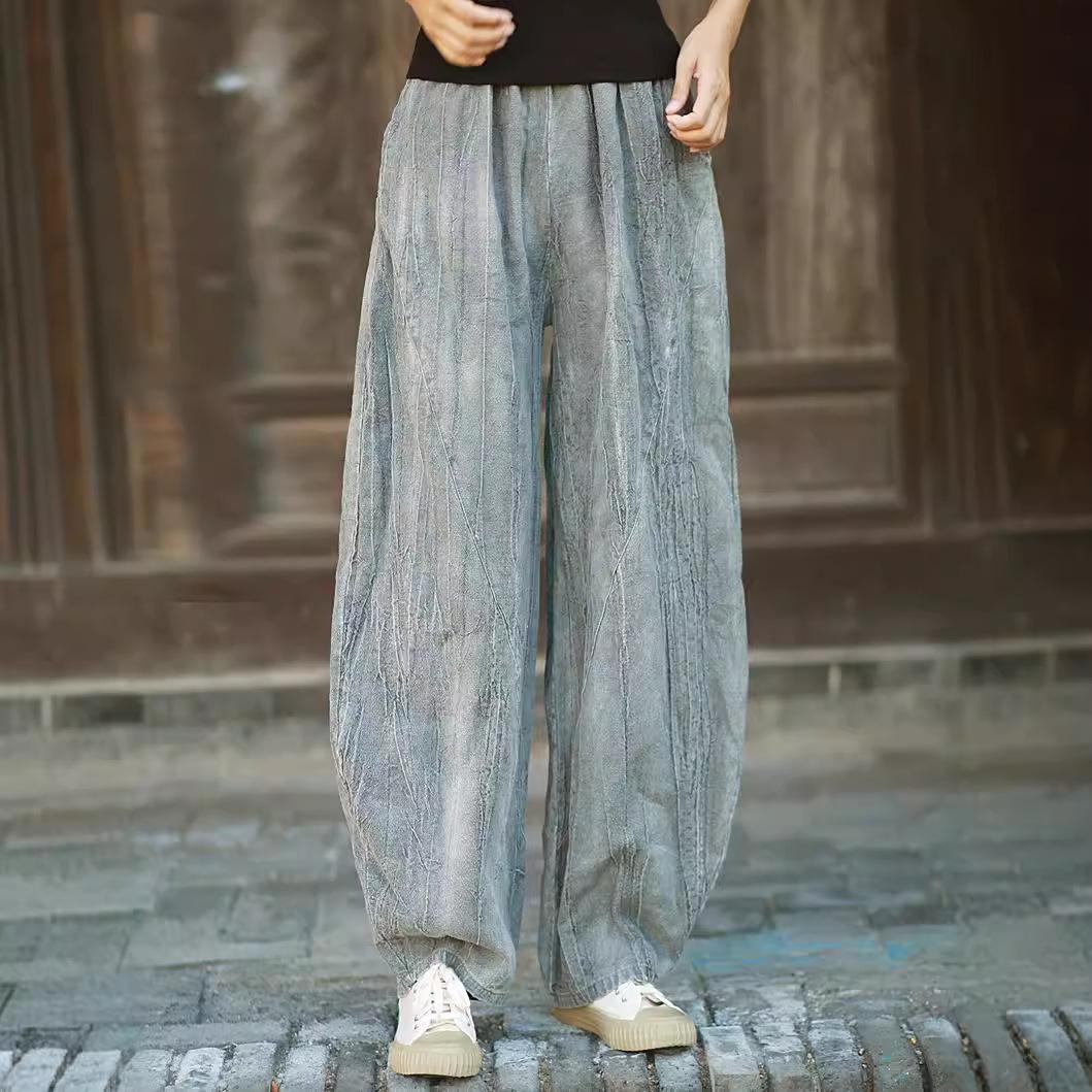 

Johnature Женские винтажные шаровары с принтом тай-дай, свободные брюки с эластичной резинкой на талии, весенние повседневные длинные брюки с карманами M серый