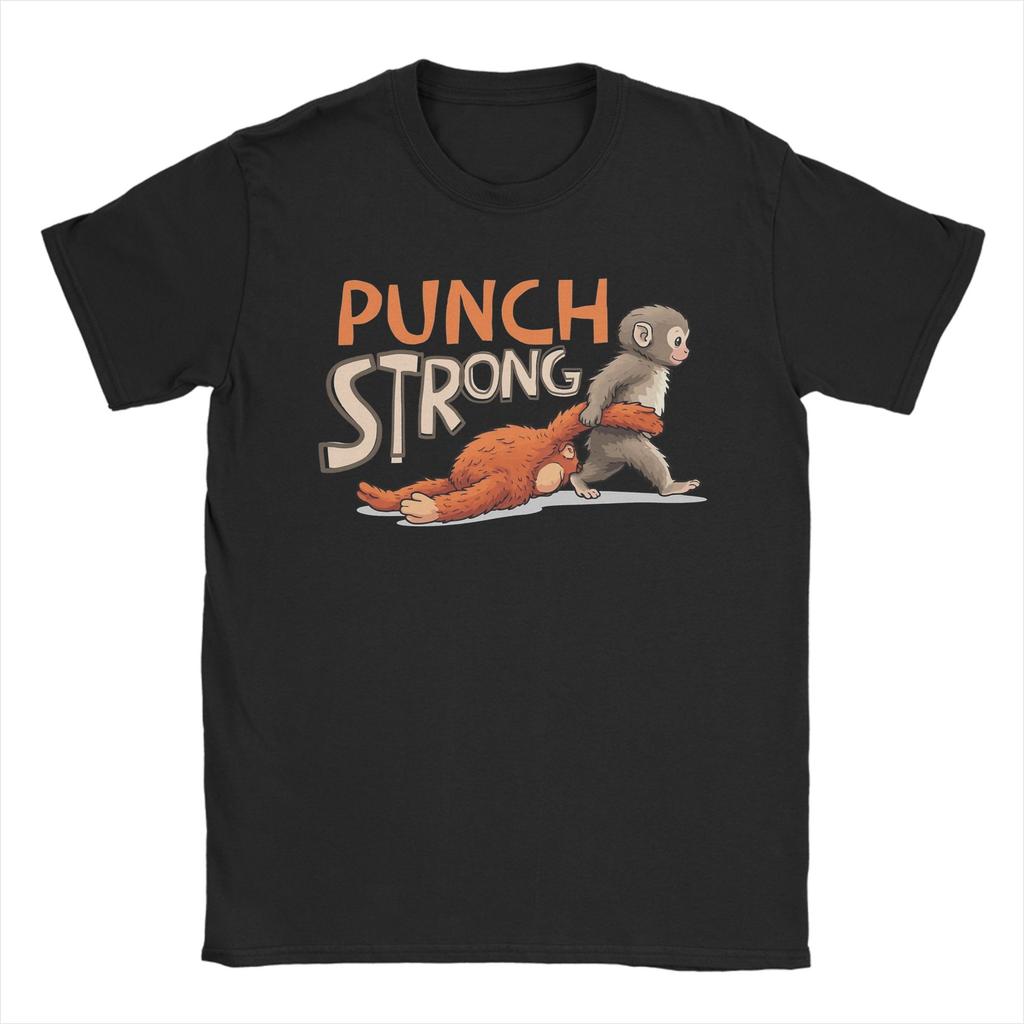 Unisex TShirt Baby Monkey Punch Strong Funny Cotton Tees Short Sleeve T Shirts Round Collar Clothing Printed