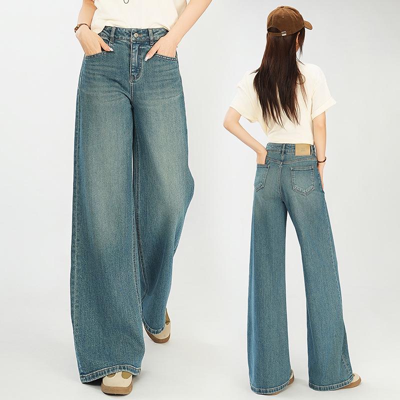 

Women s Retro Wide-Leg Jeans, Slimming Floor-Length, Spring/Autumn 2025 Collection XXL (30)