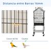 Bird Cage with Rolling Stand, Removable Tray & Feeders for Canaries Parakeets, 50x58x137-145 Cm, Black