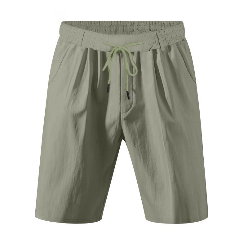 

Loose Straight Leg Men s Shorts Linen Summer Breathable Beach Five Cent Shorts for Men XXXL зелений