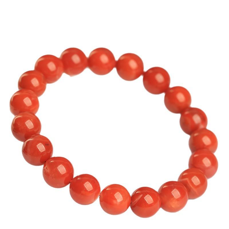 Hongchu Crystal Natural Persimmon Red Southern Red Agate Bracelet Ice-flame Southern Red Agate Round Bead Bracelet