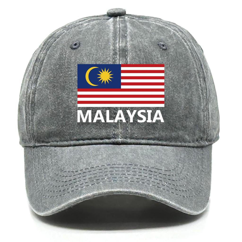 Flag of Malaysia Print Snapback Baseball Hat, Patriotic Trucker Hat Washed Simple Retro Sun Protection Adjustable Baseball Cap