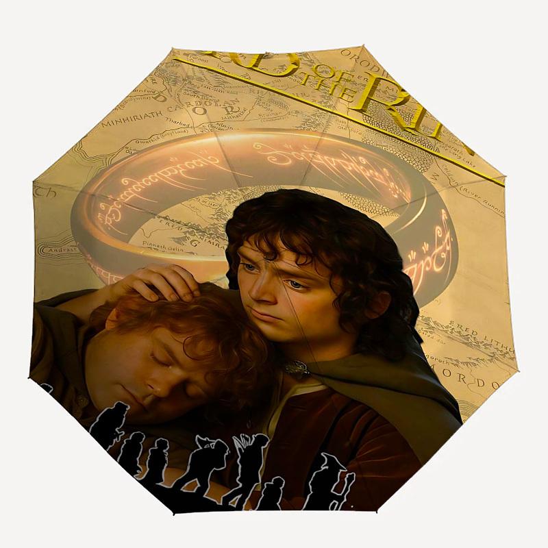 

1pc Middle-earth Lord of the Rings Automatic Folding Umbrella - Compact 8-Rib Design, Durable Plastic & Iron1371L