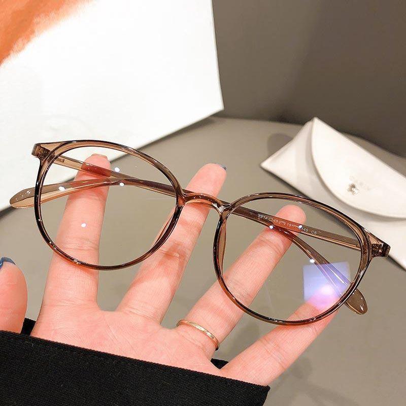 Korean Style Small Frame Glasses Women's Myopia Can Be Equipped with Ultra-Light Cold Tea Pigment Face Glasses Fashionable Artistic Frame