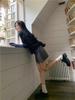 Early Autumn Women's V-Neck Knit Cardigan - College Style, Short, Embroidered, High-Waisted Korean Fashion Sweater