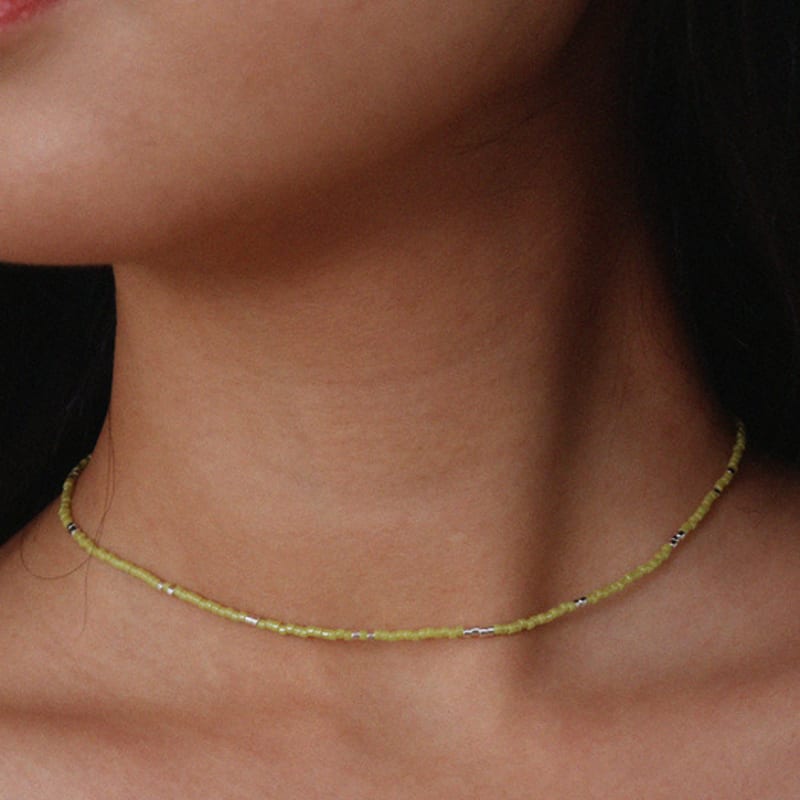 

Less is more yellow green beads necklace OS